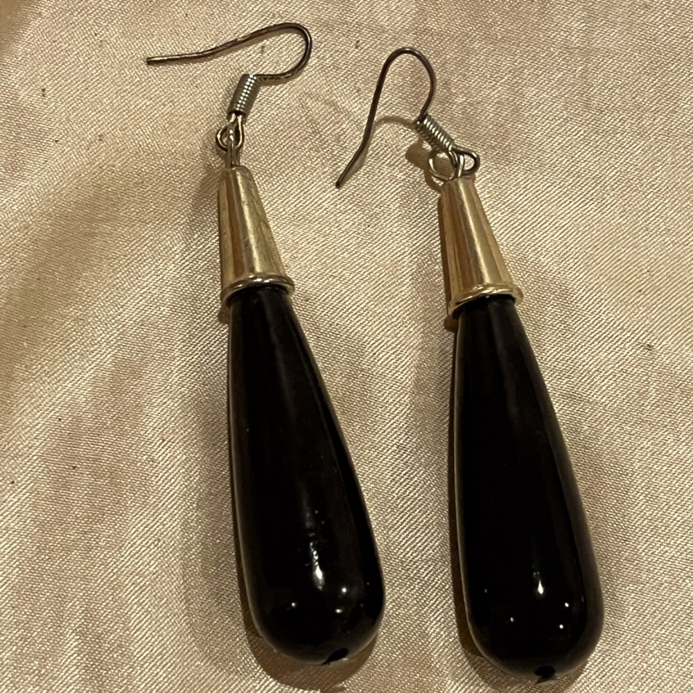 Charlotte Russe Black and Gold Teardrop Earrings